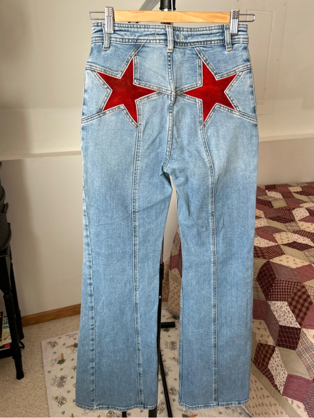 Free People Firecracker Flare Star Patch Jeans 26